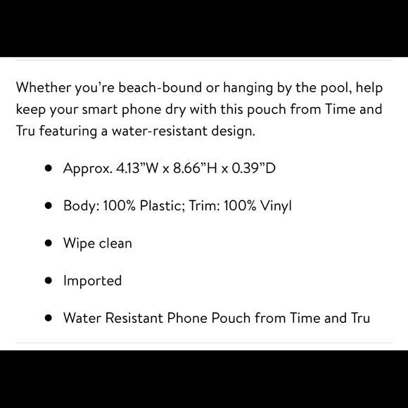 💜Time & Tru Beach Water Resistant CellPhone Pouch - Picture 2 of 2